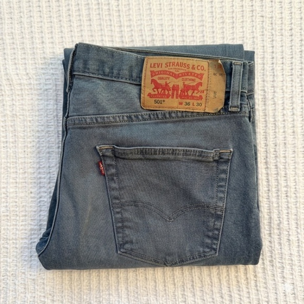 Levi’s 501 Original Fit Straight Leg Jeans Gray Blue 36x30